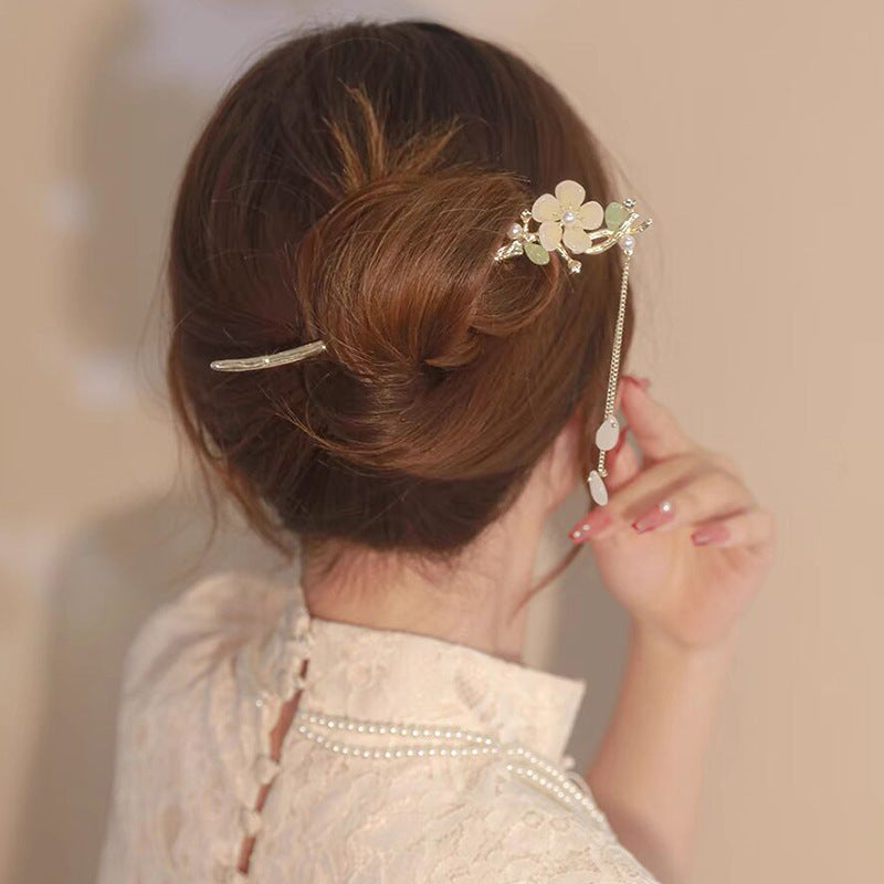 Chinese Hair Pin Set | Rhinestone & Tassel Design | Secure-Grip for All-Day Wear