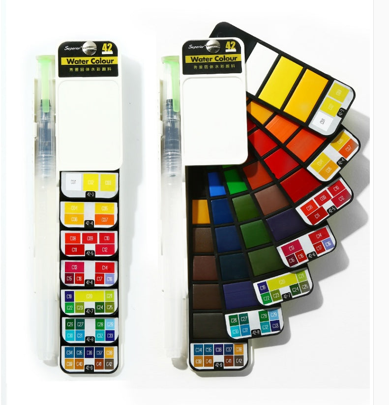 Portable Watercolor Set | Vivid Color | Pocket-Sized with Brush & Palette
