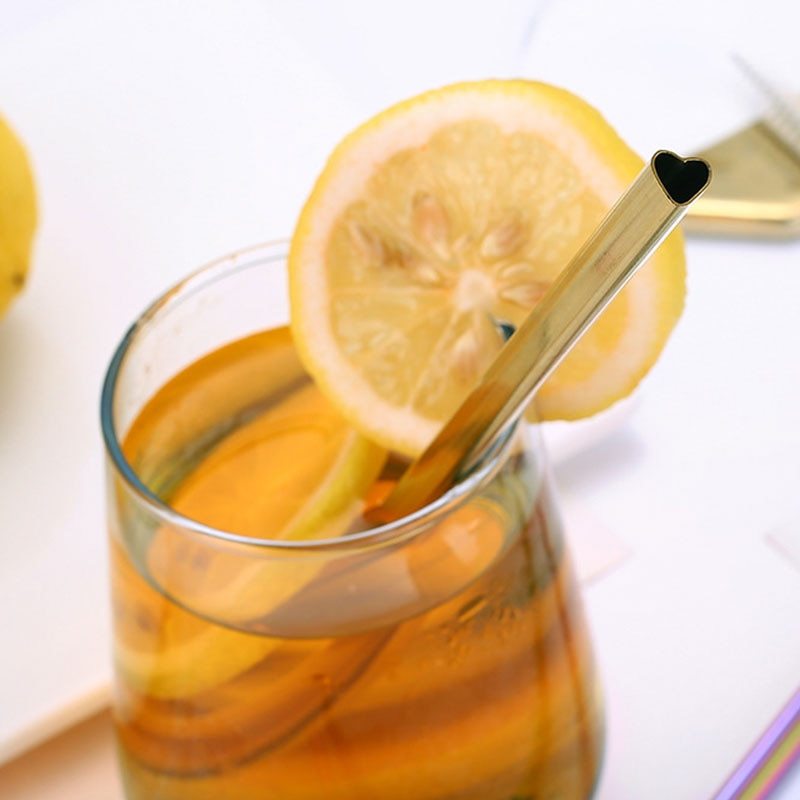Heart-Shaped Metal Straw Set | Reusable Straws | Dishwasher Safe & Portable