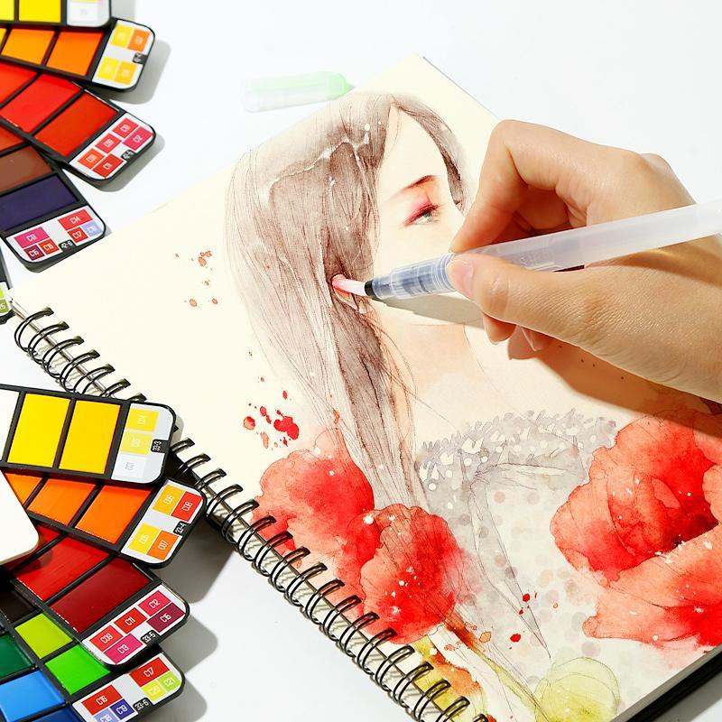 Portable Watercolor Set | Vivid Color | Pocket-Sized with Brush & Palette