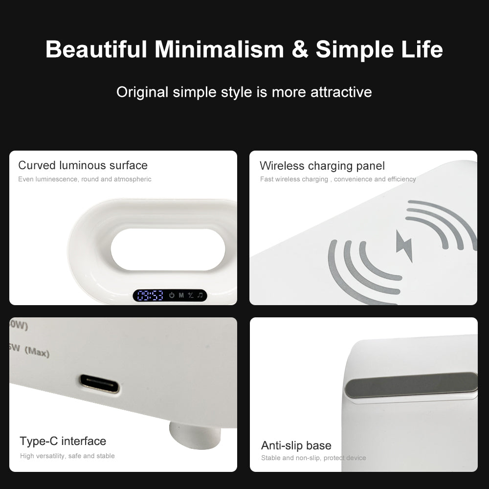 3-in-1 Nightstand Device | Qi Wireless Charger | Customizable Dimmable Night Light