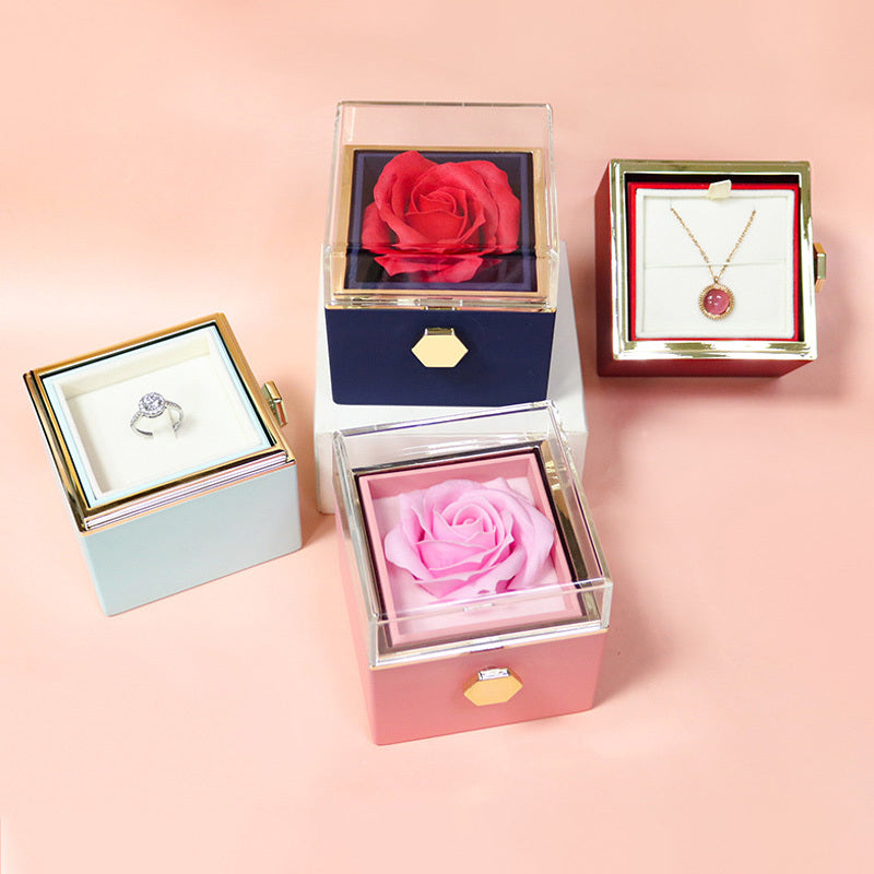 Forever Rose Gift Box | Real Preserved Rose | Hidden Rotating Jewelry Drawer