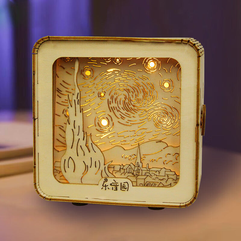3D Wooden Puzzle Night Light | DIY Layered Shadow Box | Multi-Theme Glowing Decor