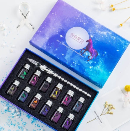 Crystal Glass Dip Pen Kit | Starry Sky Set | Smooth Threaded Nib & Premium Ink