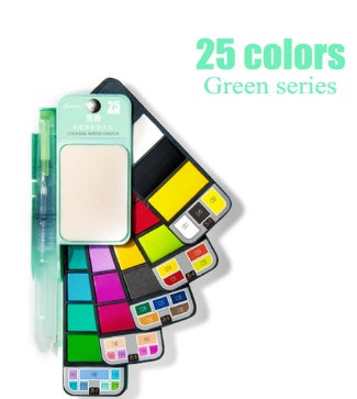 Portable Watercolor Set | Vivid Color | Pocket-Sized with Brush & Palette