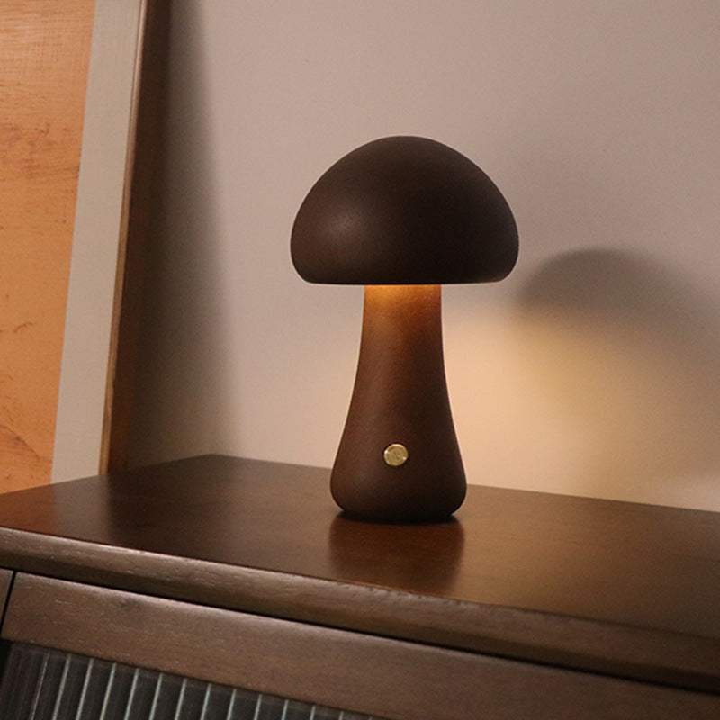 Mushroom Night Light | Natural Beech Wood Body | Rechargeable Touch Dimmer