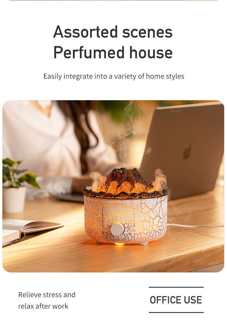 Volcano Humidifier | Erupting Mist & Flame Effect | Essential Oil Diffuser & Night Light