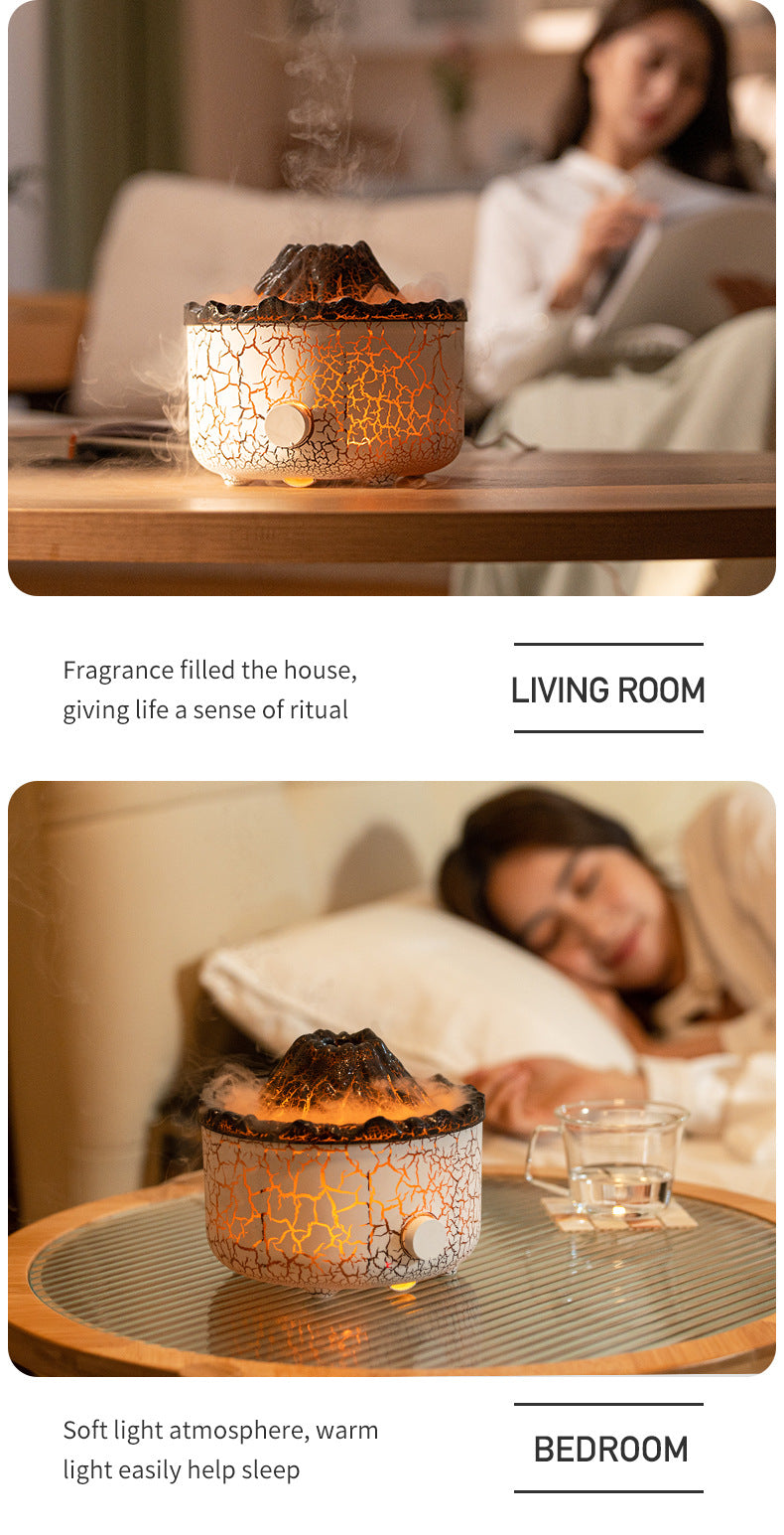 Volcano Humidifier | Erupting Mist & Flame Effect | Essential Oil Diffuser & Night Light