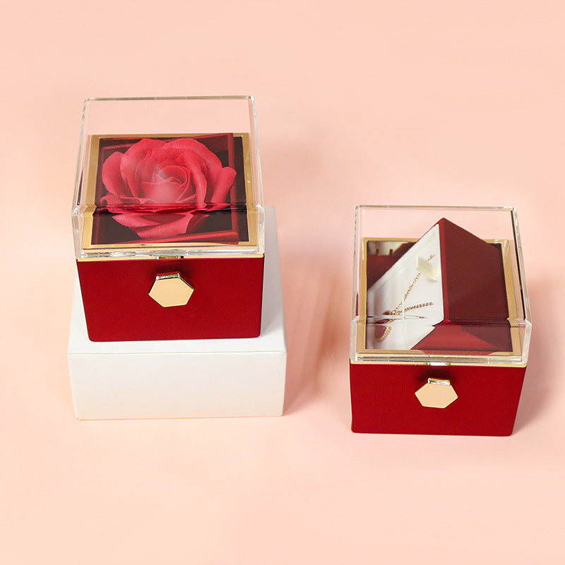 Forever Rose Gift Box | Real Preserved Rose | Hidden Rotating Jewelry Drawer