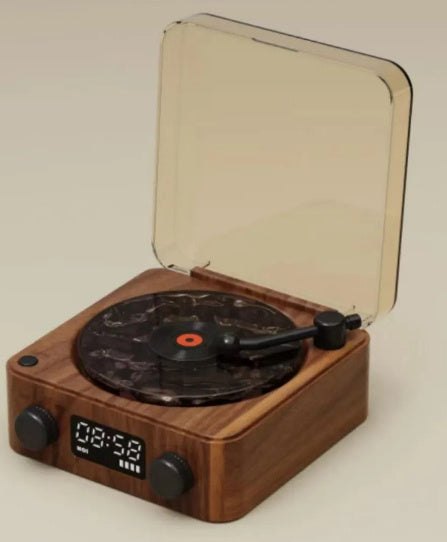 Retro Bluetooth Speaker | 4 Nature Sounds & White Noise | Rotating Water Ripple Light | Vinyl Record Player