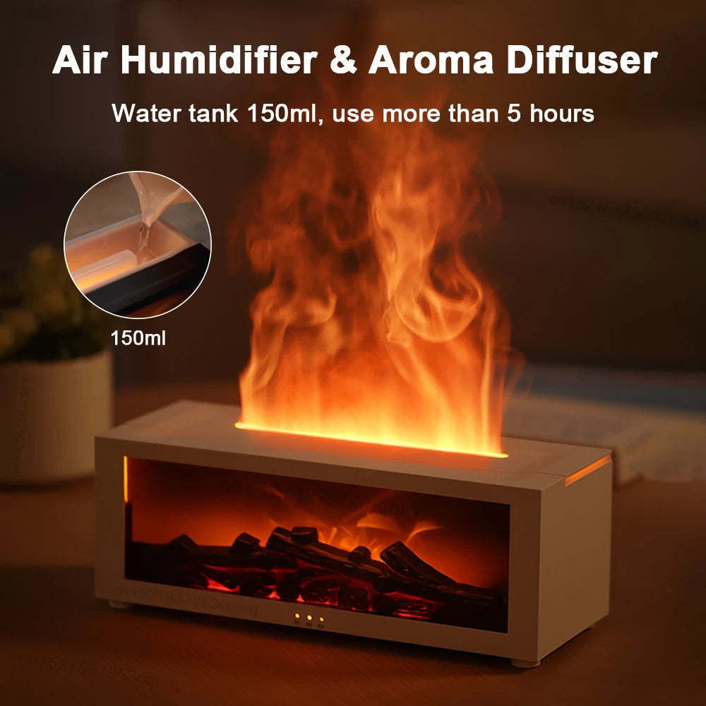 Flame Aroma Diffuser & Humidifier | 7-Color Mood Lighting | Large Tank & Auto Shut-Off