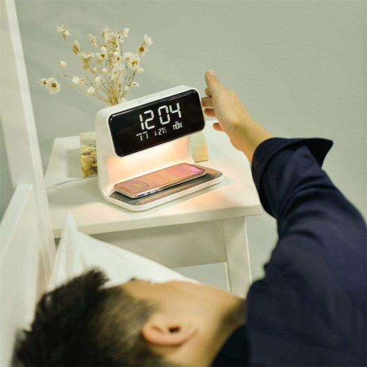 Smart Bedside Hub | 3-in-1 Charger & Alarm Clock | Adjustable LED Lighting