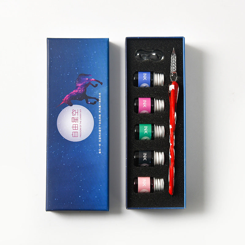 Crystal Glass Dip Pen Kit | Starry Sky Set | Smooth Threaded Nib & Premium Ink