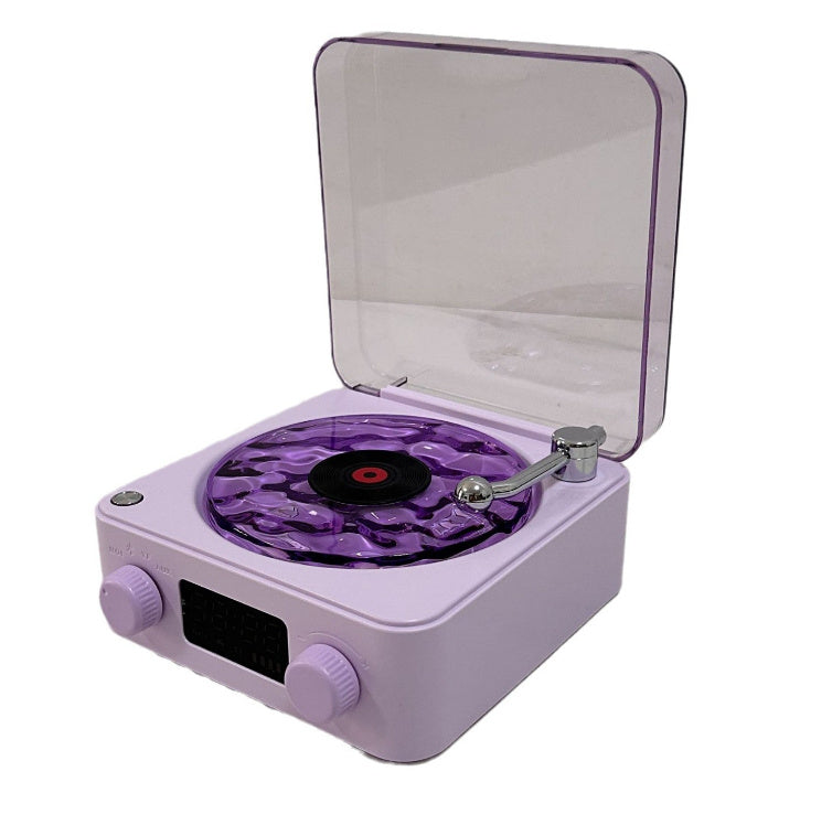 Retro Bluetooth Speaker | 4 Nature Sounds & White Noise | Rotating Water Ripple Light | Vinyl Record Player
