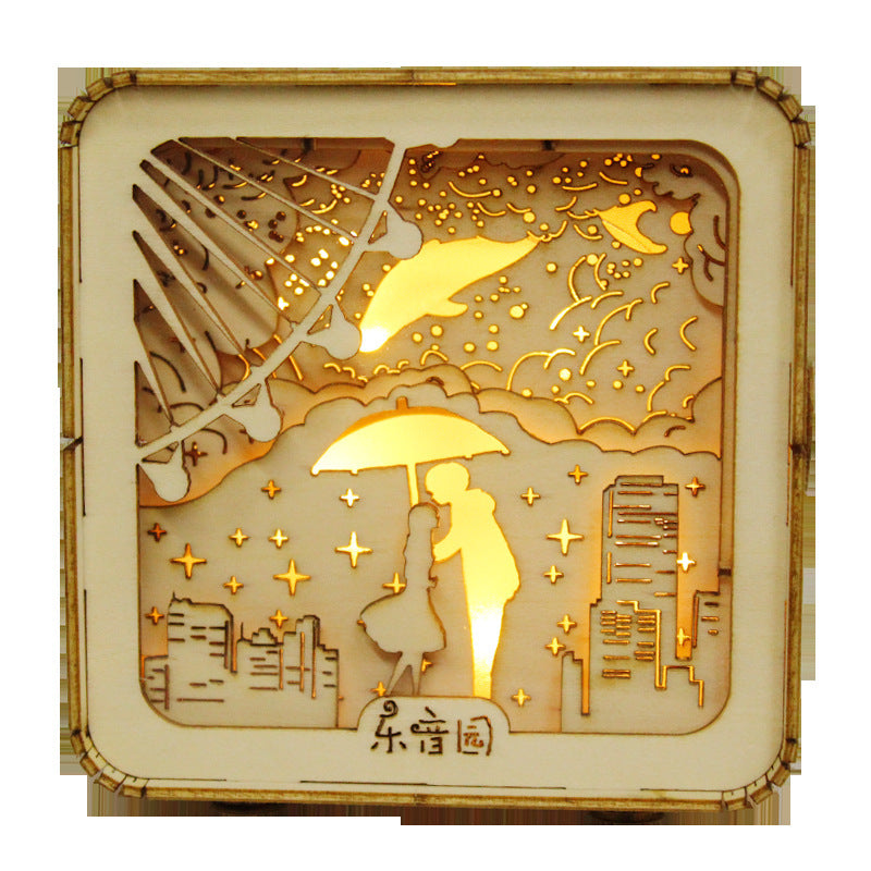 3D Wooden Puzzle Night Light | DIY Layered Shadow Box | Multi-Theme Glowing Decor