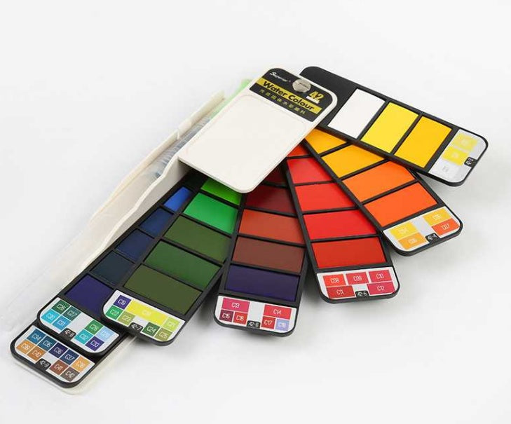 Portable Watercolor Set | Vivid Color | Pocket-Sized with Brush & Palette