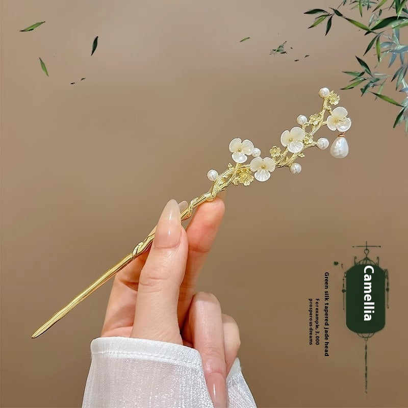 Chinese Hair Pin Set | Rhinestone & Tassel Design | Secure-Grip for All-Day Wear
