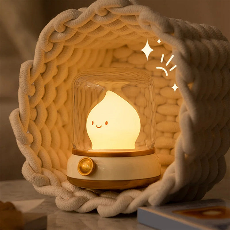 Retro Oil Lamp Table Light | USB Rechargeable & Dimmable | Dual Modes & Timer