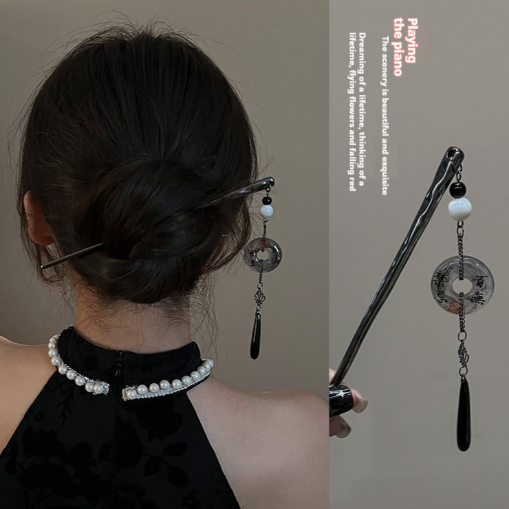 Black Hair Pins | Minimalist Modern Design | Secure All-Day Hold | Retro Cheongsam