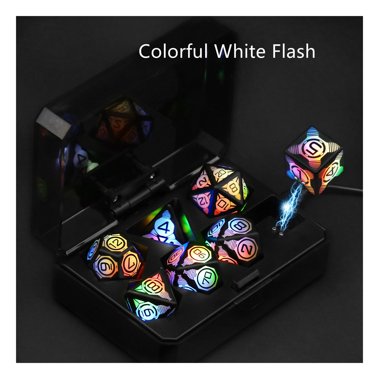 Charging Luminous Dice Set | Dynamic RGB Lighting | Type-C Charging