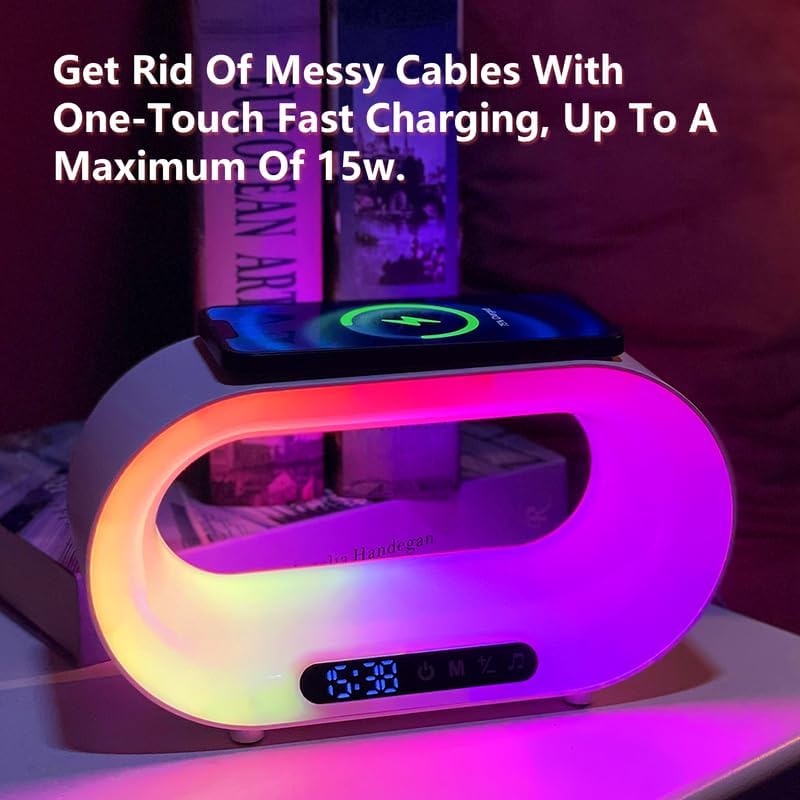 3-in-1 Nightstand Device | Qi Wireless Charger | Customizable Dimmable Night Light