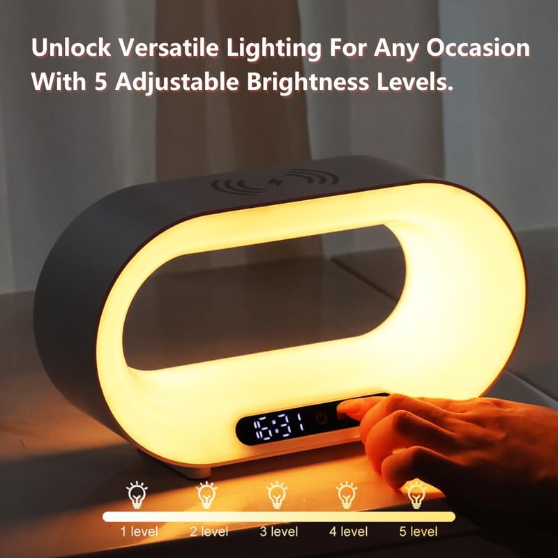 3-in-1 Nightstand Device | Qi Wireless Charger | Customizable Dimmable Night Light