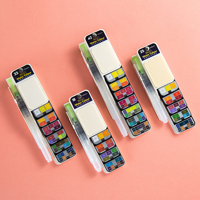 Portable Watercolor Set | Vivid Color | Pocket-Sized with Brush & Palette