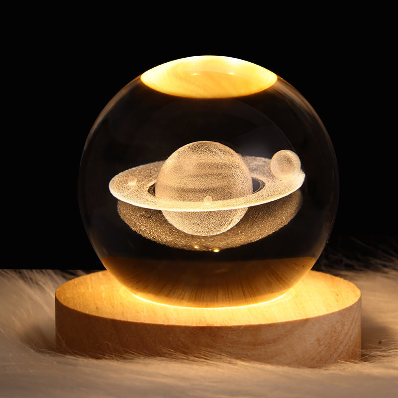 Crystal Night Light | 3D Laser Engraved Design | Multiple Color Options