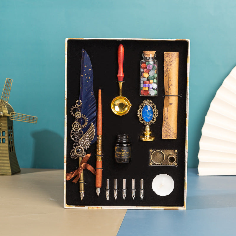 Classic Writing Collection | Ornate Quill & Dip Pen | Authentic Wax Seal Experience