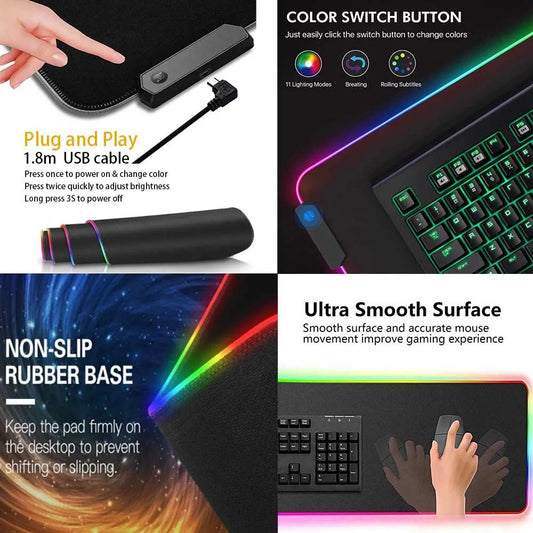 LED Gaming Mouse Pad | Multi-Color Lighting Effects | Spill-Resistant Surface
