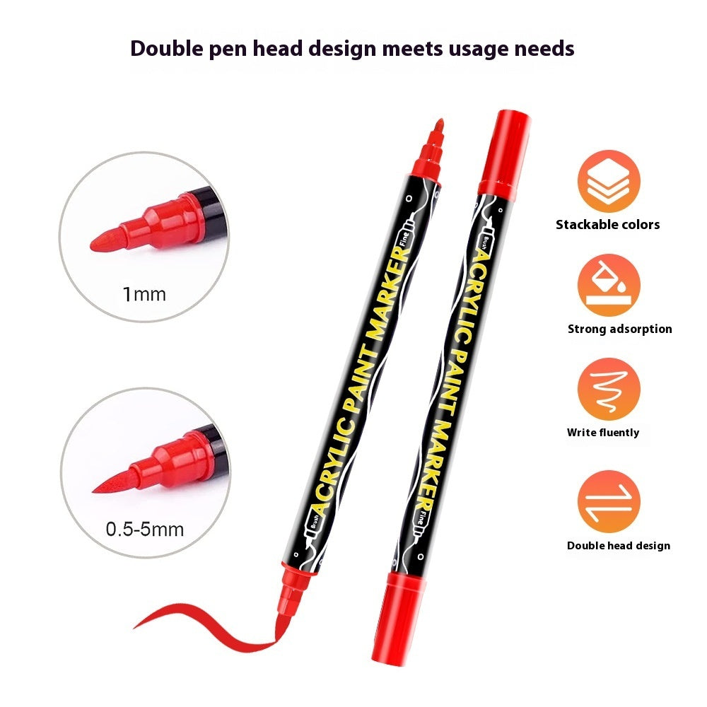 Acrylic Marker Pens | Double-Headed Brush & Fine Tip | 12-24-36 Color Sets