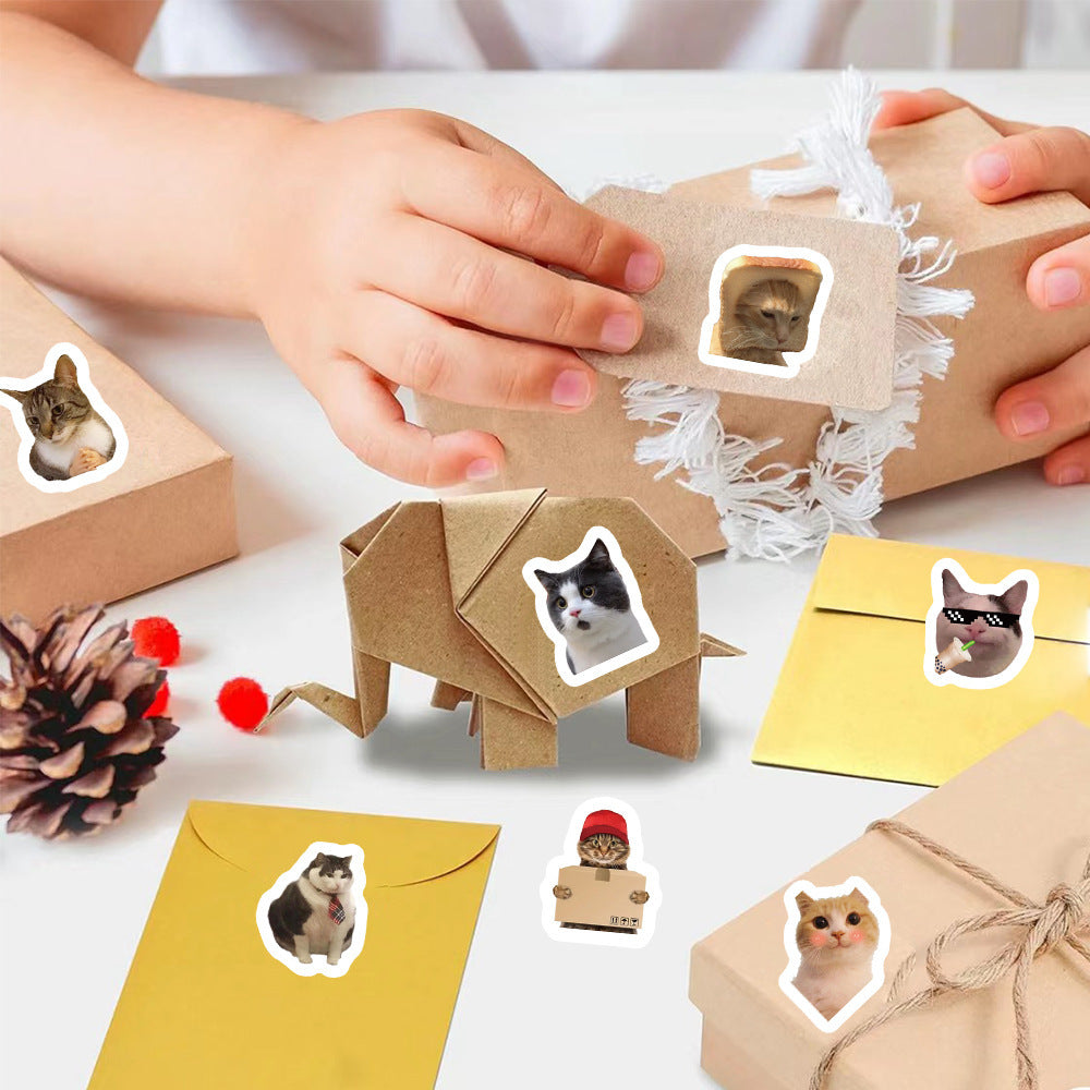 Cat Expression Stickers | 500-Sheet Roll Collection | Premium Japanese Paper