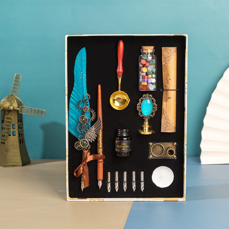 Classic Writing Collection | Ornate Quill & Dip Pen | Authentic Wax Seal Experience