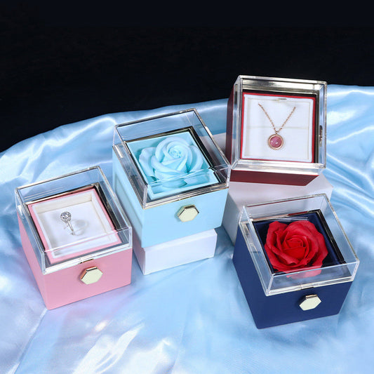 Forever Rose Gift Box | Real Preserved Rose | Hidden Rotating Jewelry Drawer