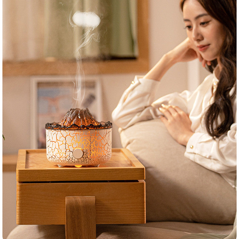 Volcano Humidifier | Erupting Mist & Flame Effect | Essential Oil Diffuser & Night Light