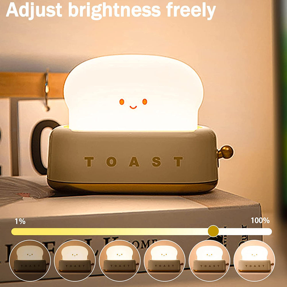 Toast Night Light | Soft Silicone Smiling Face | USB Rechargeable & Adjustable