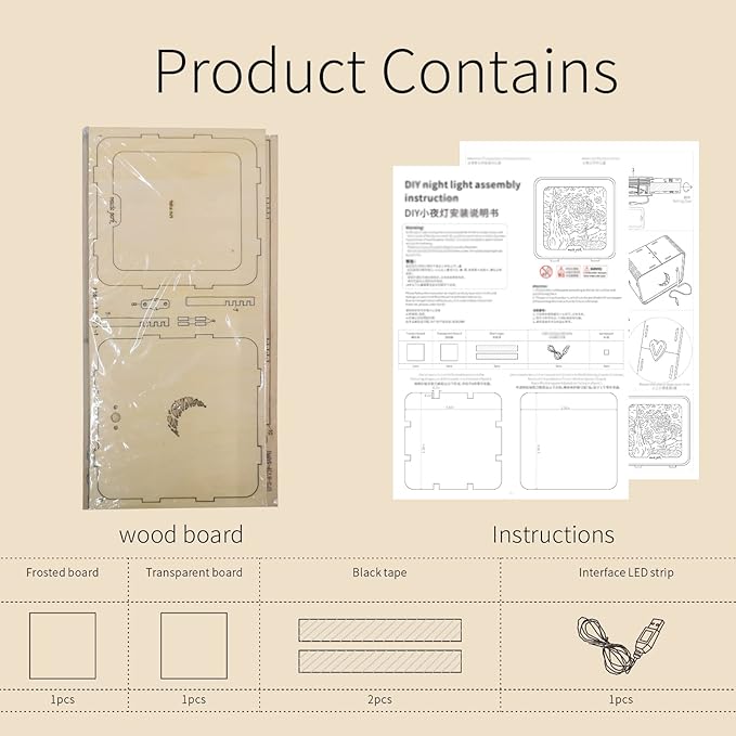 3D Wooden Puzzle Night Light | DIY Layered Shadow Box | Multi-Theme Glowing Decor