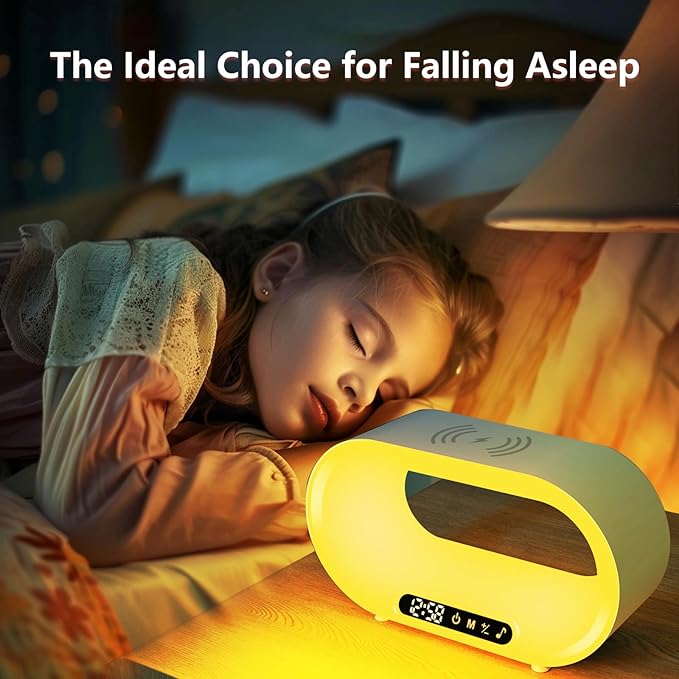 3-in-1 Nightstand Device | Qi Wireless Charger | Customizable Dimmable Night Light