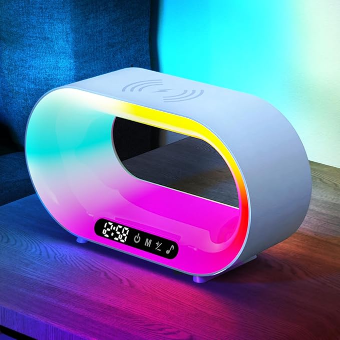 3-in-1 Nightstand Device | Qi Wireless Charger | Customizable Dimmable Night Light
