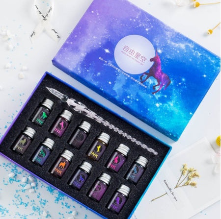 Crystal Glass Dip Pen Kit | Starry Sky Set | Smooth Threaded Nib & Premium Ink