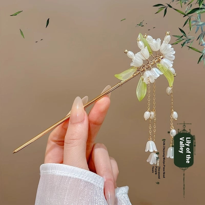 Chinese Hair Pin Set | Rhinestone & Tassel Design | Secure-Grip for All-Day Wear