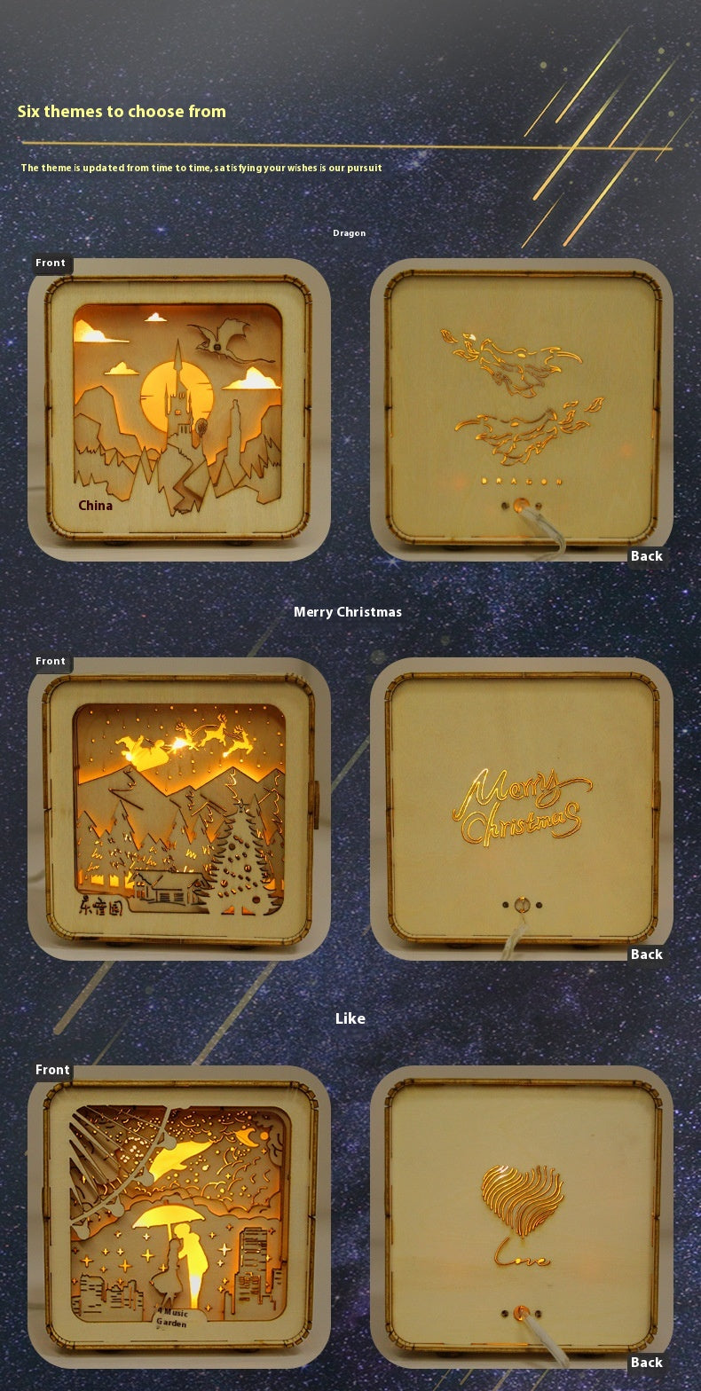 3D Wooden Puzzle Night Light | DIY Layered Shadow Box | Multi-Theme Glowing Decor