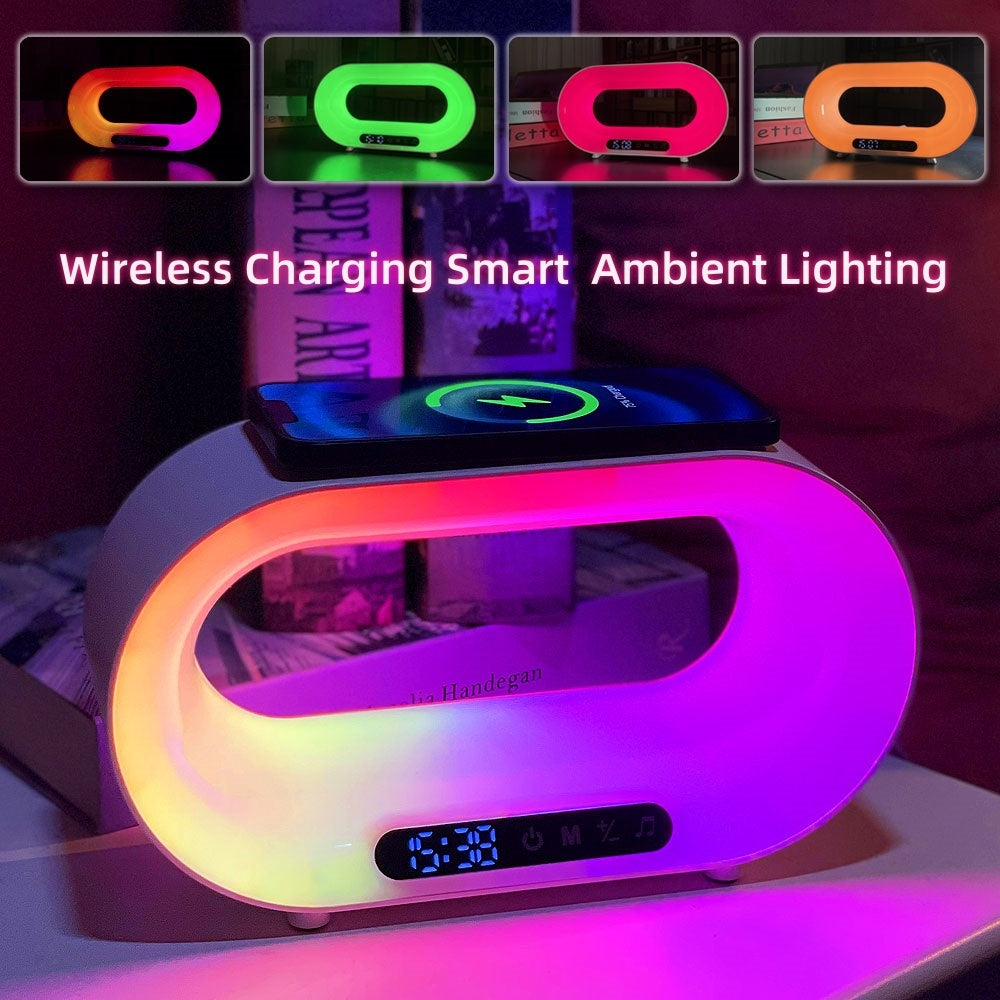 3-in-1 Nightstand Device | Qi Wireless Charger | Customizable Dimmable Night Light