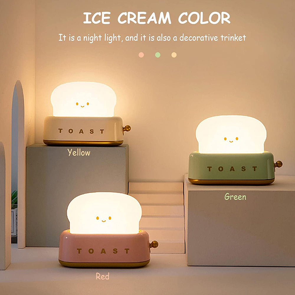 Toast Night Light | Soft Silicone Smiling Face | USB Rechargeable & Adjustable