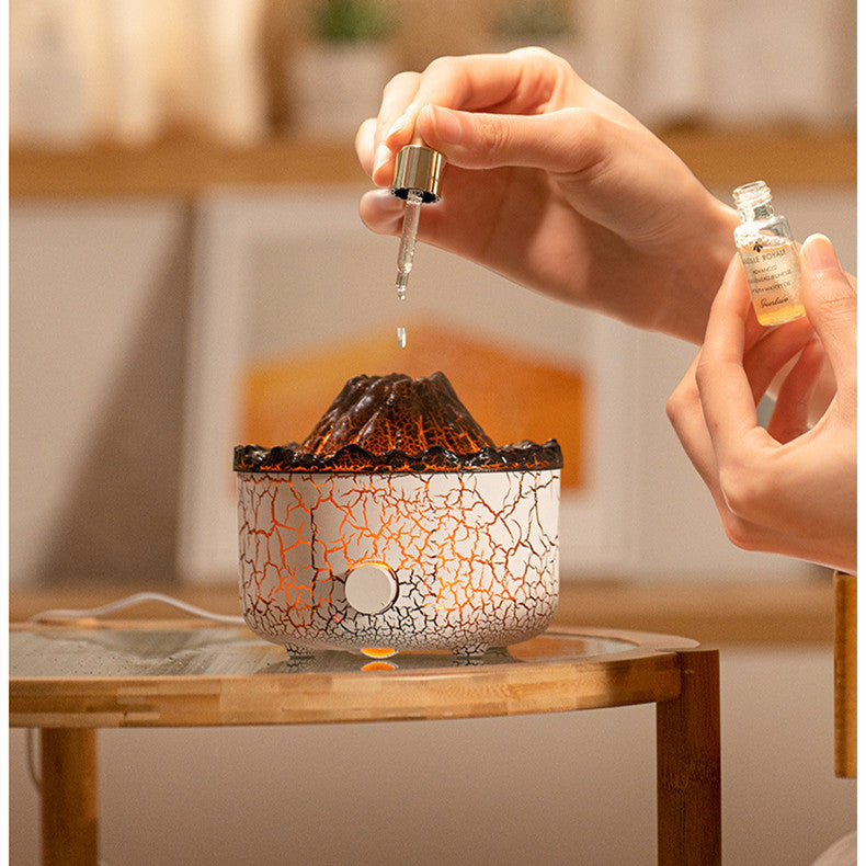 Volcano Humidifier | Erupting Mist & Flame Effect | Essential Oil Diffuser & Night Light