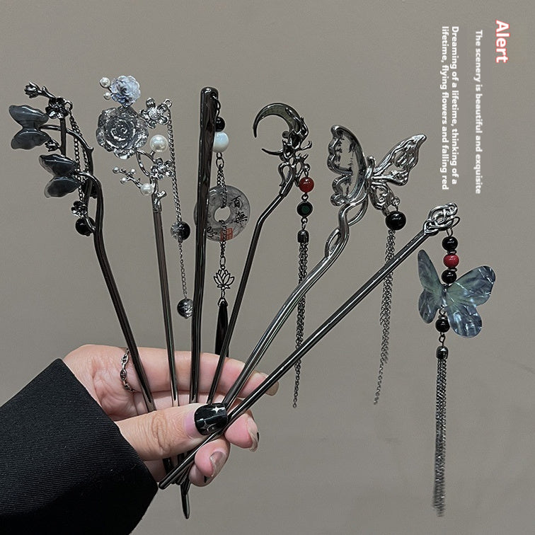 Black Hair Pins | Minimalist Modern Design | Secure All-Day Hold | Retro Cheongsam