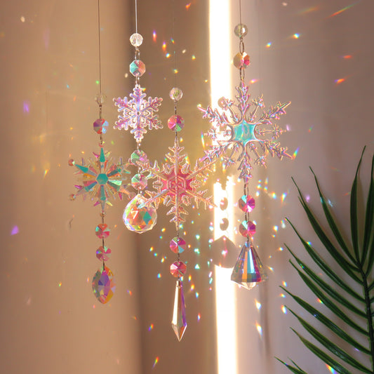 Snowflake Suncatcher | Crystal Rainbow Maker | Indoor/Outdoor Wind Chime