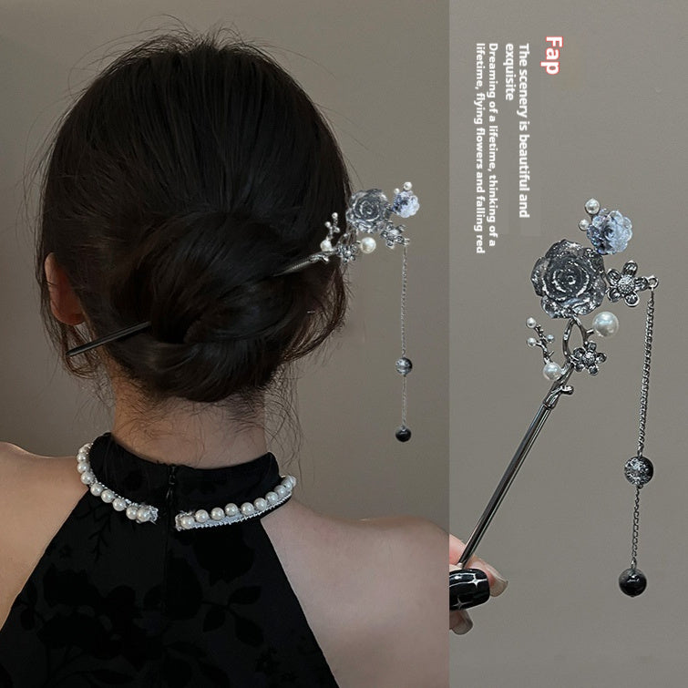 Black Hair Pins | Minimalist Modern Design | Secure All-Day Hold | Retro Cheongsam