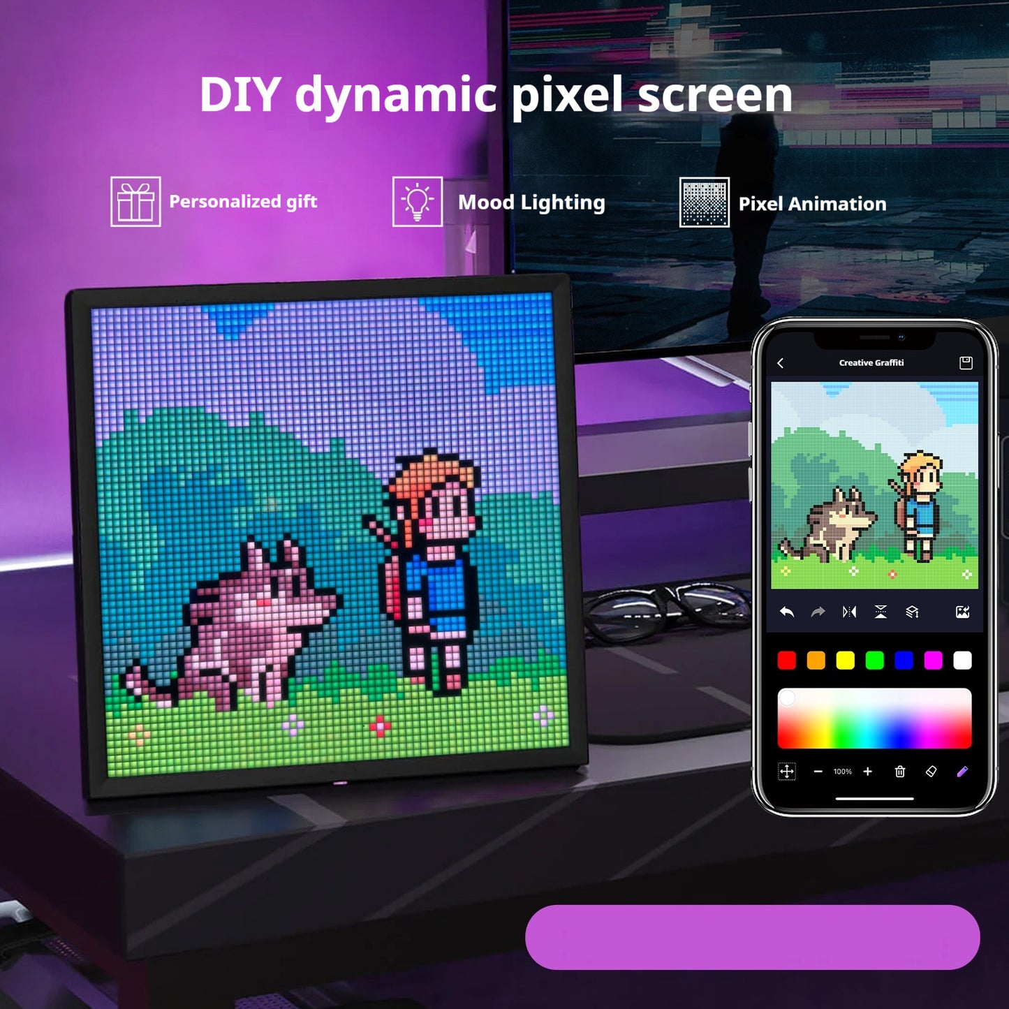 Pixel Art Display | DIY Drawing & Atmosphere Light | Custom Graffiti & LED Decor