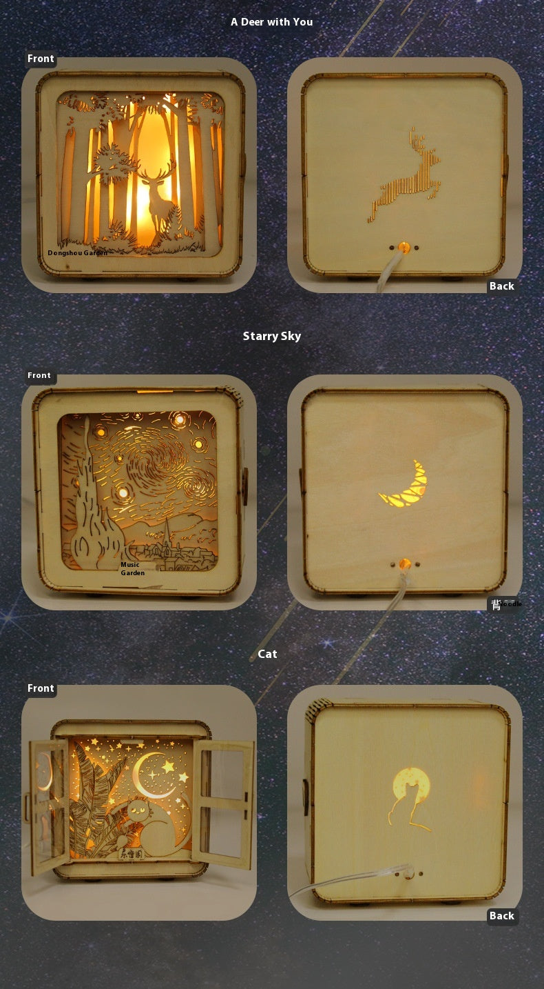 3D Wooden Puzzle Night Light | DIY Layered Shadow Box | Multi-Theme Glowing Decor